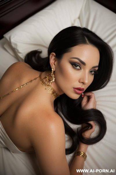 ((beautiful horny mommy)) (((behind view))) ((perfect bombshell lies along bed)) ((laying down, face down)) (wide thik hips, flared hips) (perfect bubble butt) (perfect big firm tits) (beautiful - ai-porn.ai on pornintellect.com