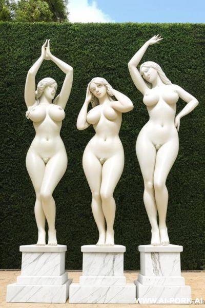Portrait of multiple gorgeous brazilian bimbos transforming into marble statues - ai-porn.ai - Brazil on pornintellect.com