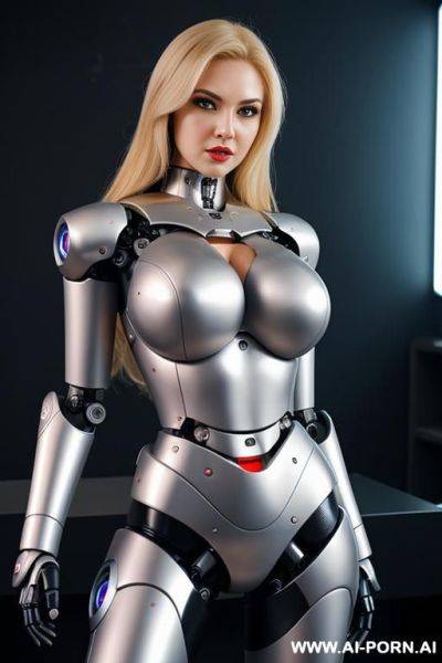Busty blonde robot with fully robotic body fighting fembot spies - ai-porn.ai on pornintellect.com