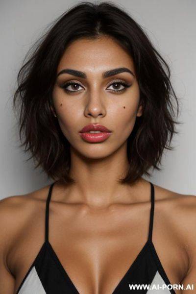 Natural beauty, tanned skin, caucasian spanish mix, pout mouth, full lips, snub nose, big eyes, high cheekbones - ai-porn.ai - Spain on pornintellect.com