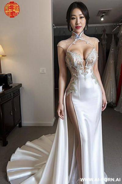 White skin, ((((chinese mother wear prom dresses )))), ((her pussy was showered with a huge amount of cumshot)) - ai-porn.ai - China on pornintellect.com