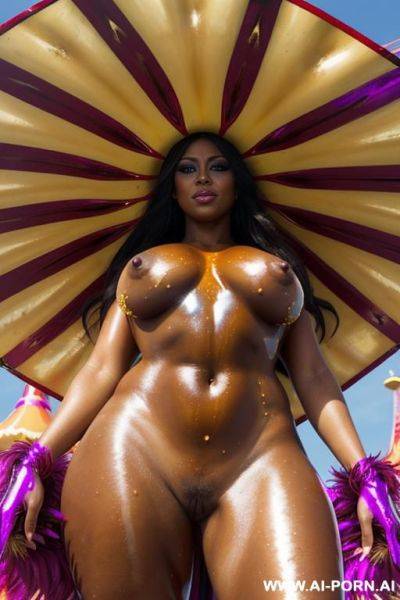 ((show naked pussy)), long humongous hanging boobs, ((oiled shiny skin)) - ai-porn.ai on pornintellect.com
