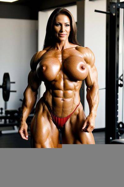 [ ] enormously beautiful female bodybuilder with the biggest thighs you could ever imagine, extreme big thighs, milf, totally naked, nude, no clothes on, muscular arms, sexy muscular abs, narrow - ai-porn.ai on pornintellect.com