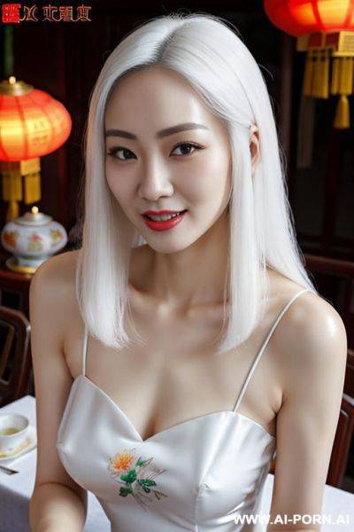 White skin, (((chinese mother wear china dress)))), cum on hair, cum on pussy, cum on face, - ai-porn.ai - China on pornintellect.com