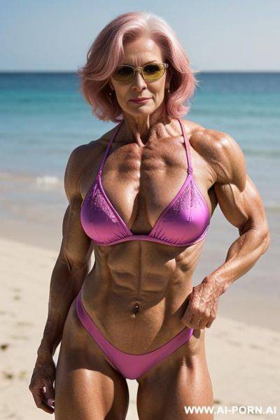 ((sexy hot old mom mature attractive milf)) (pink bikini) ((sexy standing pose, direct eye contact)) (((choose the most perfect, most realistic, real photo))) (((authentic woman, realistic woman, - ai-porn.ai on pornintellect.com