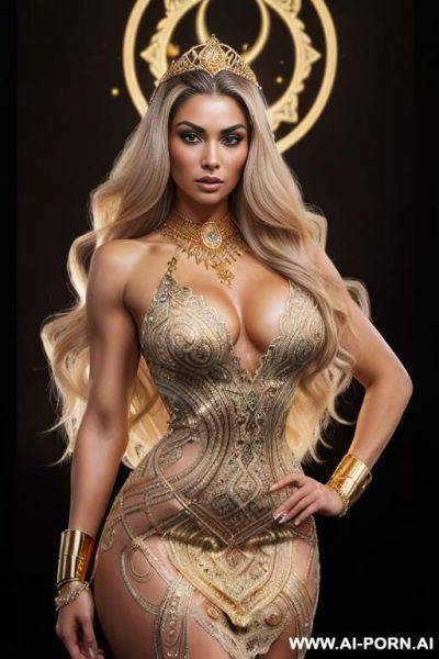 (great goddess athena) (((frontal view))) ((perfect strong muskular body)) (perfect hourglass figure), (wide hips), perfect round juicy butt, (perfect big firm boobs) (fit abs), thick thighs, (beautiful - ai-porn.ai on pornintellect.com