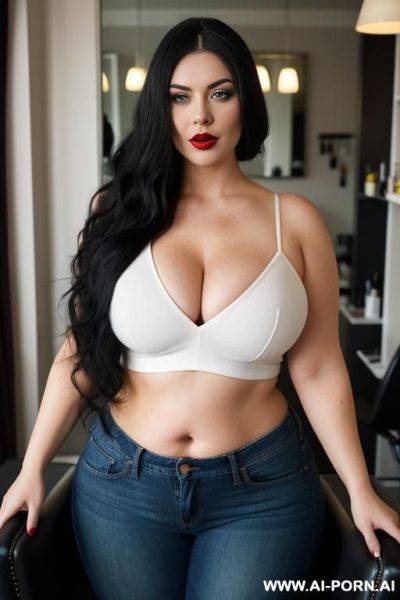 (hourglass figure), (wide) red lips, (expressive eyes) - ai-porn.ai on pornintellect.com