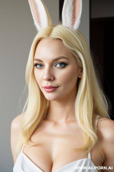 Bunny woman, bunny, white rabbit, bunny eart, bunnywoman, white hairy brest, - ai-porn.ai on pornintellect.com