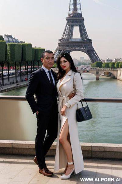 A couple from uzbekistan traveling through paris. full length view. in comfortable clothes suitable for tourists. - ai-porn.ai on pornintellect.com