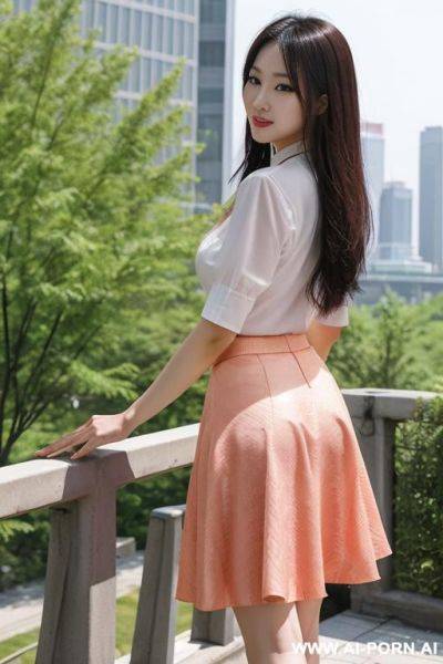 Chinese woman, in canada, summer dress, ((lifting skirt)) , shocked, looking at viewer, ((hairy pussy)) - ai-porn.ai - China on pornintellect.com
