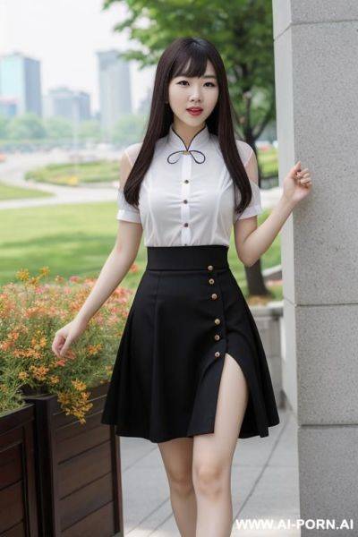 Chinese woman, in canada, summer dress, lifting skirt, shocked, looking at viewer, hairy pussy - ai-porn.ai - China on pornintellect.com