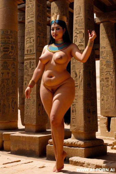 Ancient egyptian full naked chubby female servant with shaved vagina is requested to perform an erotic dance in a colourful temple - ai-porn.ai - Egypt on pornintellect.com