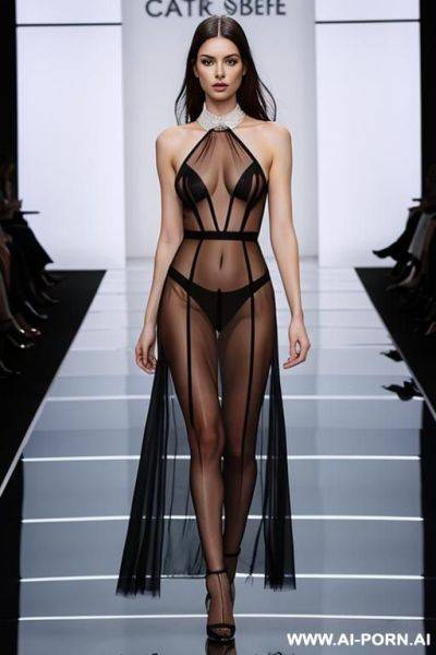 Catwalk transparent dress see through - ai-porn.ai on pornintellect.com