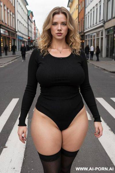 ((giantess)), ((giantess)), middle of town on the street (walking) black long socks - ai-porn.ai on pornintellect.com