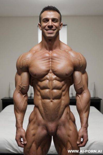 ((most muscular color photo of a nude russian beautiful short strong buff sinewy steroid bodybuilder ifbb woman)), (((most beautiful face with high cheekbones))), (((big bright eyes))), ((erotic eye - ai-porn.ai - Russia on pornintellect.com