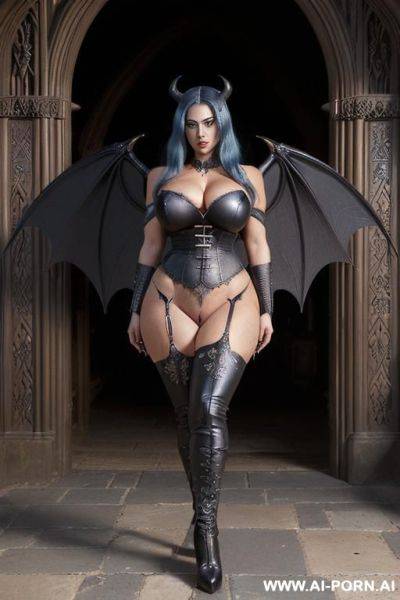 (((realistic look, super realistic))) (((frontal view))) (((beautiful devil woman, succubus woman))) ((sexy succubus woman, devil woman)) (((mistress of the underworld, goddess of darkness))) (((strong and - ai-porn.ai on pornintellect.com