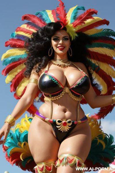 (beautiful brazilian woman) (big hair) (giant breasts) (giant hips) ( waist) (beautiful legs) (beautiful skin) ((realistic)) (((carnival outfit))) (((big bumbum))) - ai-porn.ai - Brazil on pornintellect.com