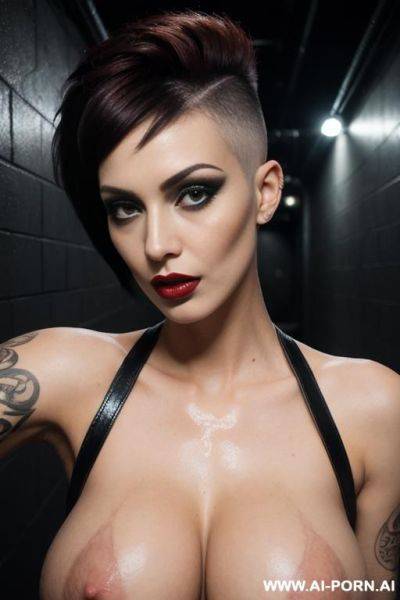 (cum covered body), ((dripping cum)), very beautiful, topless, bare exposed breasts, (cum on face), ((cum on breasts)), ranged group photo, (((many women))), cum on legs, (excessive amounts of cum), heavy makeup, red lipstick, winged eyeliner, - ai-porn.ai on pornintellect.com