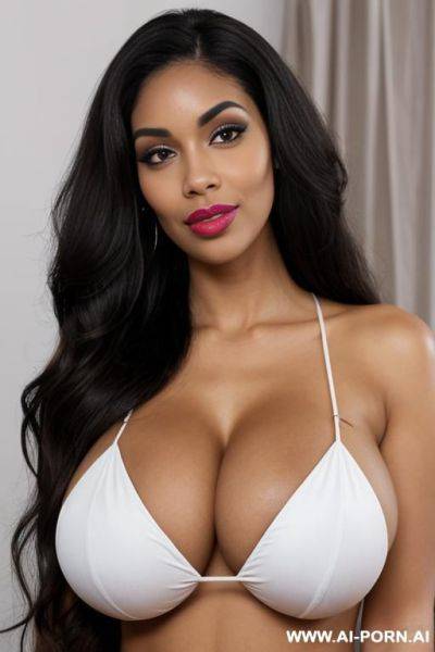 British white african mixed race, long face, massive huge gigantic oversized boobs, ((big lips)), ((large lips)), long voluminous wavy hair - ai-porn.ai - Britain on pornintellect.com