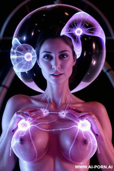 ((veins coming out from her nipples like from the middle of a plasma ball)) - ai-porn.ai on pornintellect.com