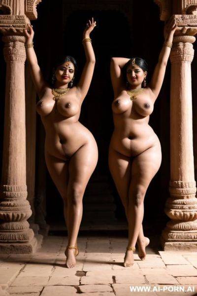 Two medieval indian chubby full naked female temple servants dancing - ai-porn.ai - India on pornintellect.com