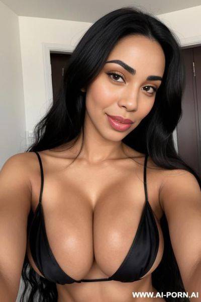 British white african mixed race, perfect gigantic boobs, big lips, large lips, long voluminous wavy hair, extreme closeup from below, eye contact - ai-porn.ai - Britain on pornintellect.com