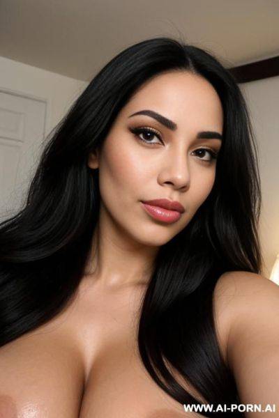 British white african mixed race, perfect gigantic boobs, big lips, large lips, long voluminous wavy hair, closeup from below, closeup from bottom, eye contact, looking down - ai-porn.ai - Britain on pornintellect.com