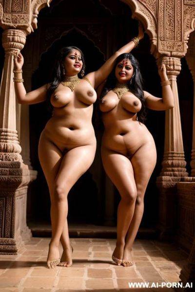 Two medieval indian chubby full naked female temple servants dancing - ai-porn.ai - India on pornintellect.com