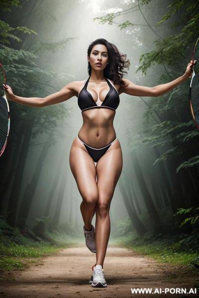 Beautiful, realistic, greek, 2, wavy hair, dark brown hair, very white skin, athletic body, natural boobs, slight smile, makeup, blusher, eye shw, standing, spreading legs, transparent bikini, field background. - ai-porn.ai - Greece on pornintellect.com