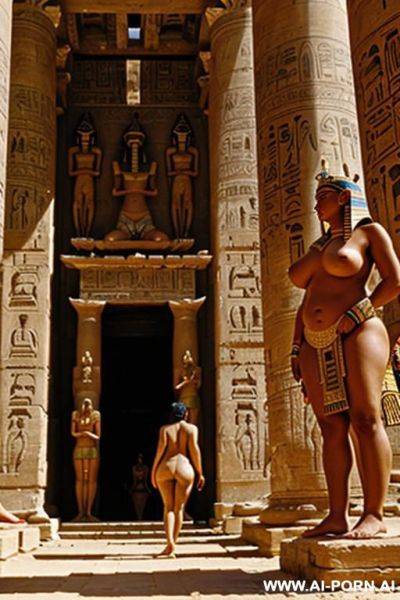 Ancient chubby full naked female runaway temple servant is catched by a ancient egyptian naked male guard and brought into an ancient egyptian temple - ai-porn.ai - Egypt on pornintellect.com