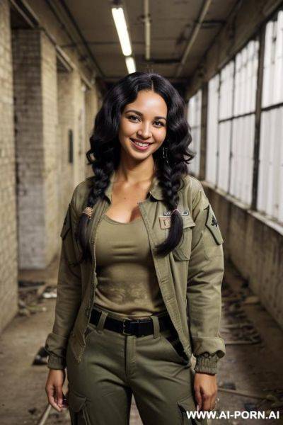 (dark abandoned underground laboratory); (mixed race south african); (natural big c-cup); ((army jacket & t-shirt); (long army pants); (au naturel) - ai-porn.ai - South Africa on pornintellect.com