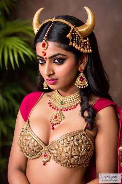 Indian girl with devil horns and gold crown and jewels wearing... - imake.porn - India on pornintellect.com