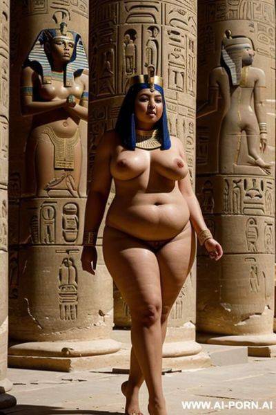 The gathered ancient egyptian court of the pharao screens a full naked chubby female egyptian temple servant - ai-porn.ai - Egypt on pornintellect.com