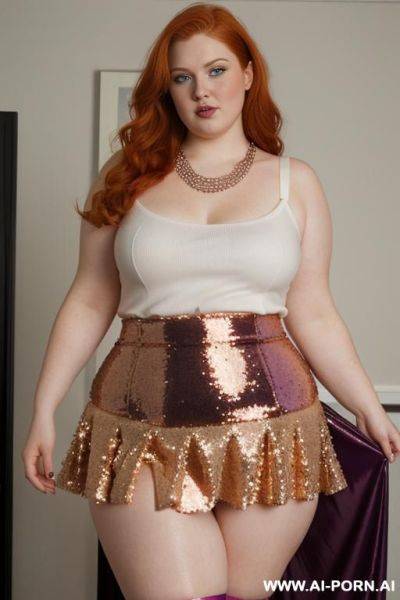 Half-length photo, ((half body photo shot close up)). as a set in the room, a (((very obese))) fat chubby fat thick and bbw redhead british, ((she is teaching to class)). she has - ai-porn.ai - Britain on pornintellect.com