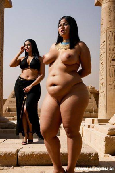 A full naked chubby devote female egyptian temple servant is screened by an egyptian pharao and his wife - ai-porn.ai - Egypt on pornintellect.com