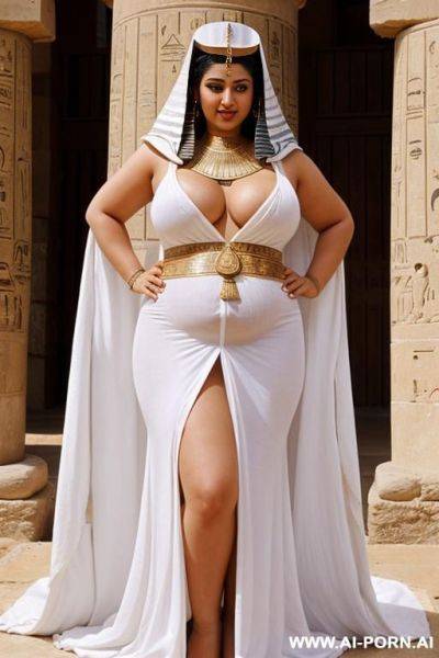 Ancient egyptian chubby priestesses in white typical egyptian dresses are stripping 1 chubby female servant with shaved vagina full naked - ai-porn.ai - Egypt on pornintellect.com