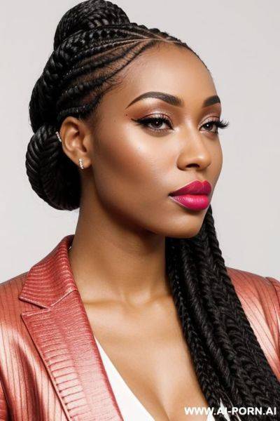 Box braids, pretty, beautiful, gorgeous, perfect, model, influencer, african american, salmon lips - ai-porn.ai - Usa on pornintellect.com