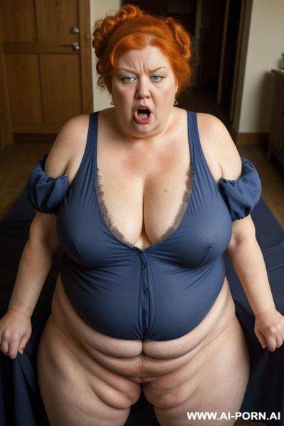 Old granny, totally naked, giant boobs, giant breasts, huge ass, thick thighs, hairy pussy ((big hairy pussy)) giant hair ((giant pubes)) - ai-porn.ai on pornintellect.com