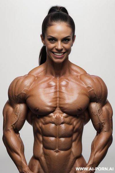 (white background), real life, ((pallid skin)), shiny skin, realistic nipple, ((nude)), ((naked)), (frontal view), (vagina), (((short))), (()), (narrow waist), ((very slender)), nipple, (look straight into - ai-porn.ai on pornintellect.com