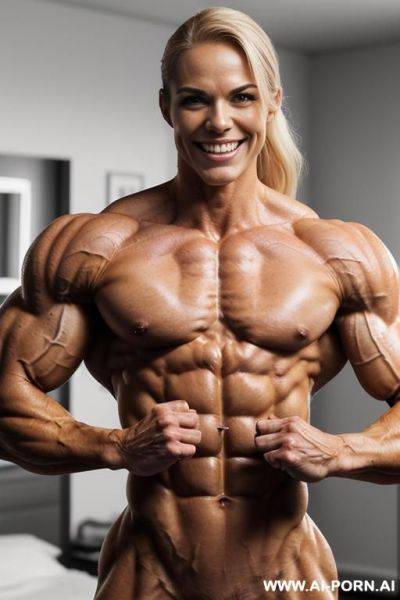 (in bedroom), real life, ((pallid skin)), shiny skin, realistic nipple, ((nude)), ((naked)), (frontal view), (vagina), (((short frame))), ((very slender)), nipple, look straight into camera, (((round - ai-porn.ai on pornintellect.com