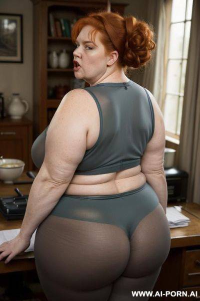 Old granny, totally naked, giant boobs, giant breasts, huge ass, thick thighs, hairy pussy ((big hairy pussy)) giant hair ((giant pubes)) - ai-porn.ai on pornintellect.com