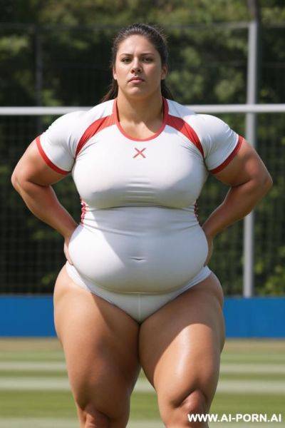 Female shotputter, obese muscled bulked up, huge thighs - ai-porn.ai on pornintellect.com