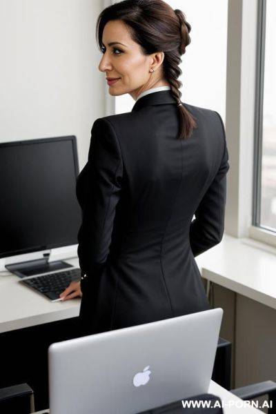 Mature turkish woman in her office. long shot. working on laptop - ai-porn.ai - Turkey on pornintellect.com