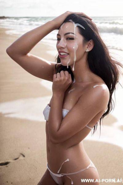 Young naked women who is impressed with the amount of cum her friend left on her face. - ai-porn.ai on pornintellect.com