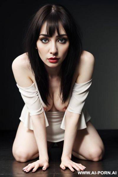 Pale skin, messy bangs, dark features, dark eye makeup, cum facial - ai-porn.ai on pornintellect.com