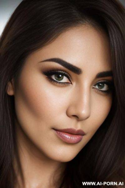 S, thick eyebrow, green eye, b, middle eastern, closeup, seductive smirk - ai-porn.ai on pornintellect.com