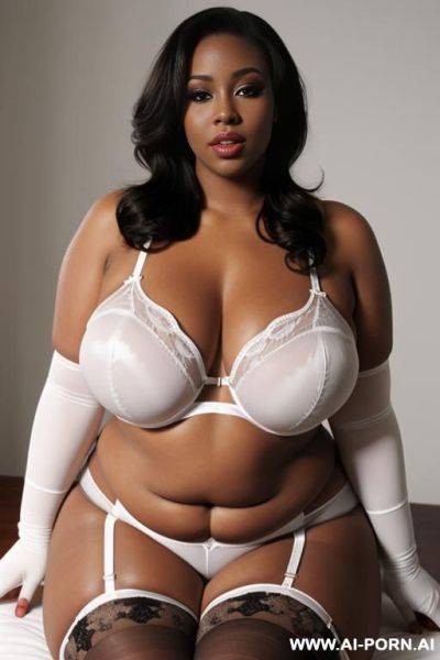 Shiny white stockings and lingerie - ai-porn.ai on pornintellect.com