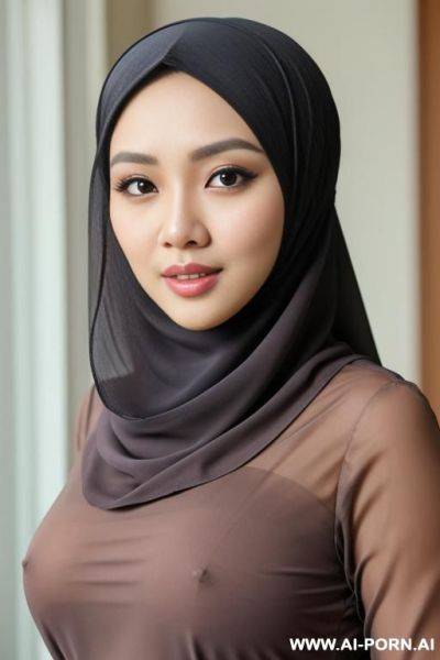 Tudung woman fully nude, big round face, malay, - ai-porn.ai on pornintellect.com