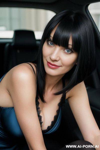 (woman 1), snobby, masterpiececondescending smile, fair skin, blue eyes, black hair, straight bangs, angry face, ultra-detailed, professional photography, - ai-porn.ai on pornintellect.com
