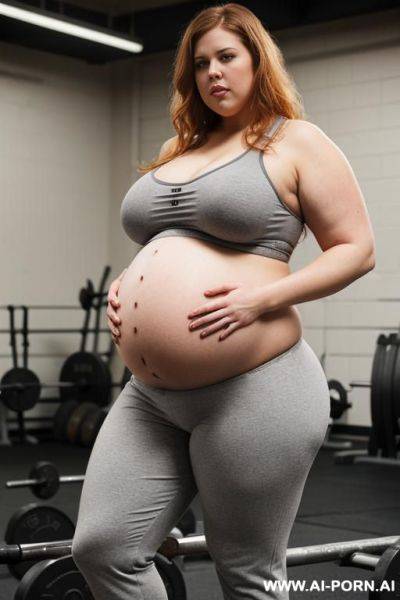 ((super fat bbw obese big bloated huge pregnant belly)), in pants, thick thighs, big belly, button show, flash belly, - ai-porn.ai on pornintellect.com